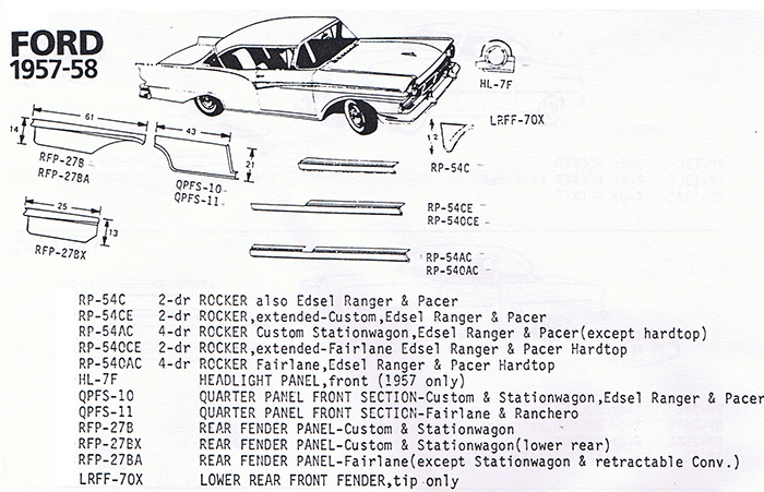 1957 Ford thunderbird sheet metal #7