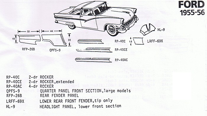 55-56 Ford Exploded view